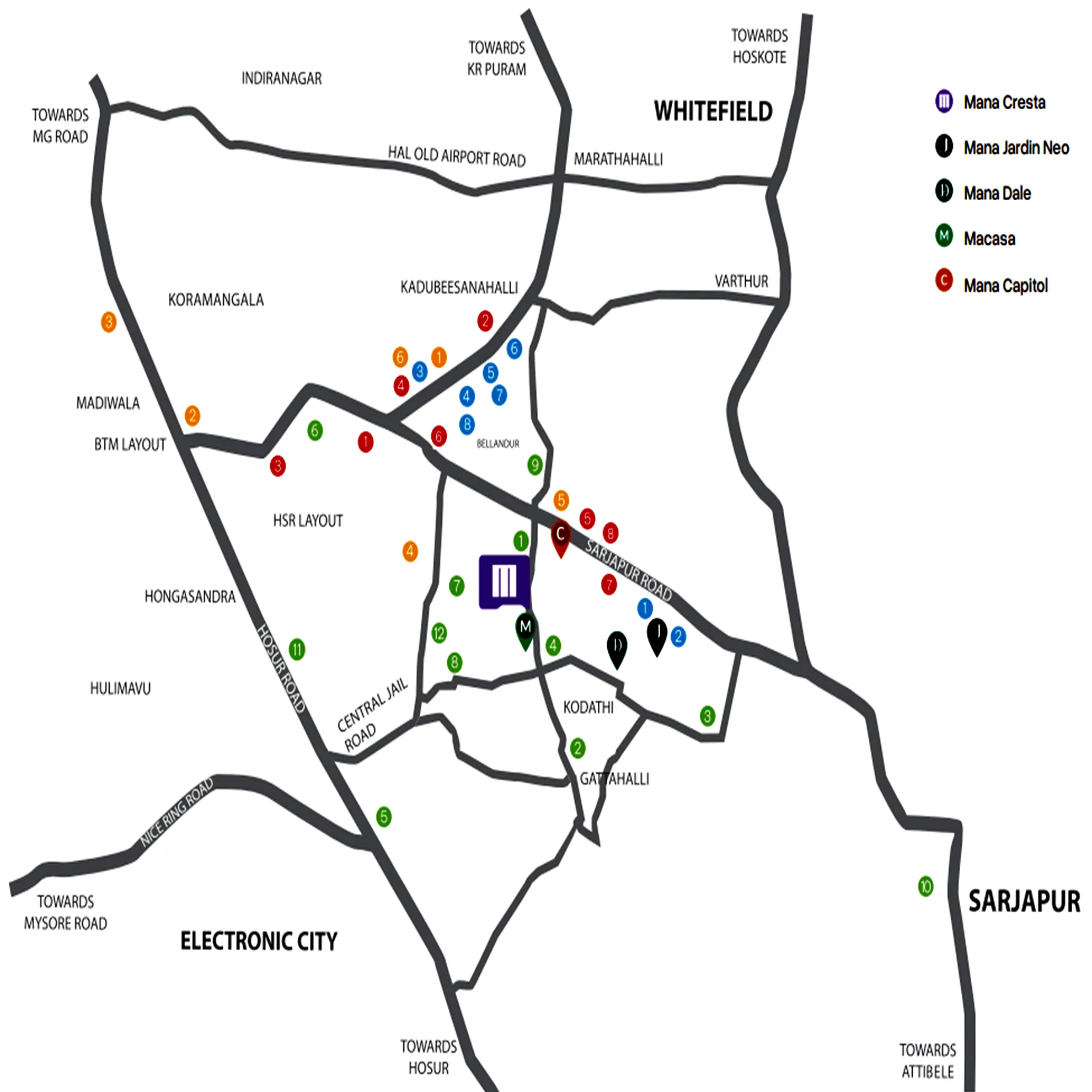 Mana Cresta location map Chikkanayakanahalli Bangalore